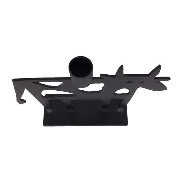 VTG Metal Art Abstract Cow Spots 2 Candle Holders Sculpture Black Far Side HEAVY - Picture 4 of 11